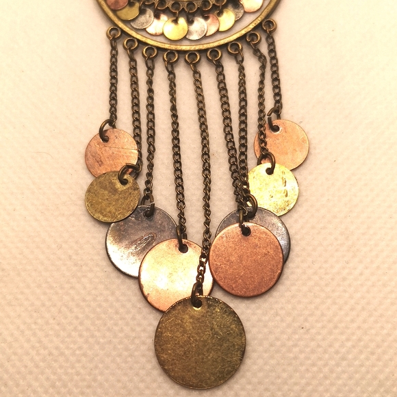 Vintage tri-tone metal necklace - Picture 3 of 5